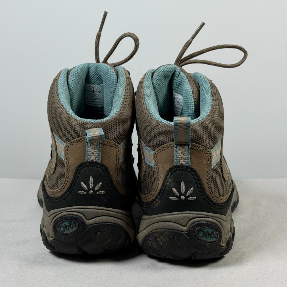 Oboz Bridger Mid B-DRY Waterproof Hiking Trail Boots Brown Teal Womens Size 8 - Picture 9 of 16